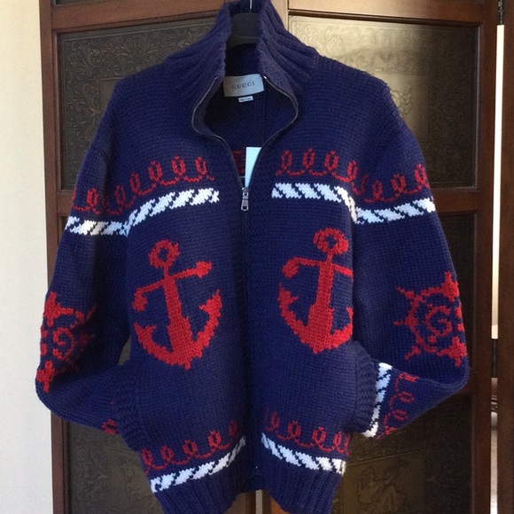 ⭐️⭐️⭐️SOLD ⭐️⭐️⭐️Gucci - Relaxed Intarsia Wool Zip-Up Cardigan - Picture 7 of 17